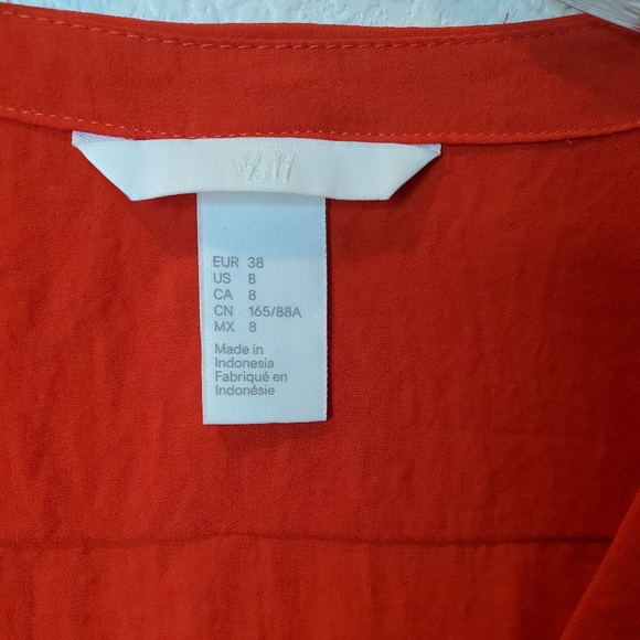 H&M V Neck Longsleeve Blouse/Red - Picture 6 of 7